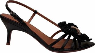 Lola Cruz Womens Jazmin Flower Kitten Heel Mule In Black