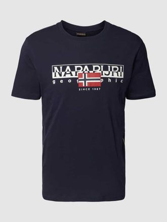 Napapijri T-Shirt mit Label-Print Modell AYLMER in Marine, Größe S