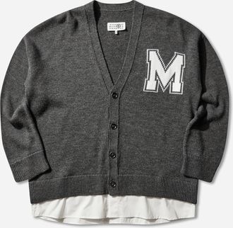 Maison Margiela Men s Two-in-One Knit Cardigan Dark Grey Melange