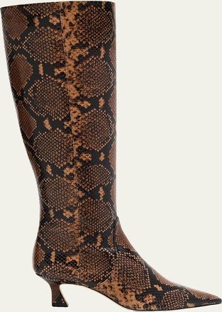 Stuart Weitzman 50mm Vinnie Snake-Printed Leather Knee-High Boots