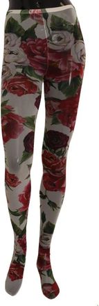Dolce & Gabbana Elegante bloemenprint visnet panty - Dames - Leggings - Veelkleurig - M - Nylon - Broeken