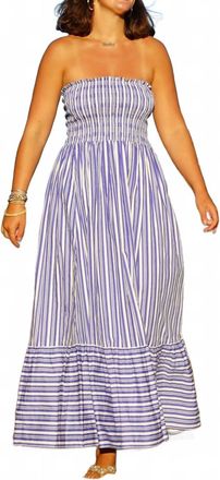 La Plage Beacon Rock Maxi Dress In Stripes In Blue And White