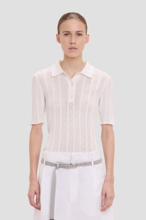 Victoria Beckham Frill Polo Top In White XS