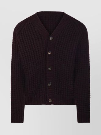 Roberto Collina v-neckline long sleeves textured knit ribbed cuffs