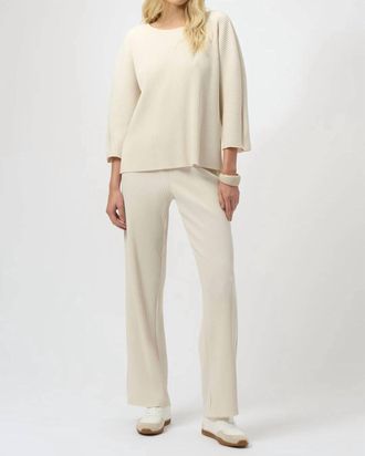 Joseph Ribkoff Pleated 3/4 Sleeves Boxy Top In Birch