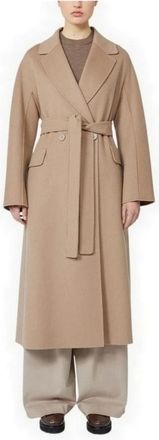 Max Mara Enzo Lange Jas - Dames - Jas met riem - Bruin - M - Wol - Jassen