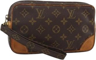 Louis Vuitton Pre-owned Monogram Clutch Bag - Dames - Vintage Clutch - Bruin - ONE Size - Leer - Vintage