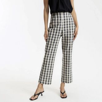 La Redoute Collections 7/8 bootcut broek met ruitjesmotief