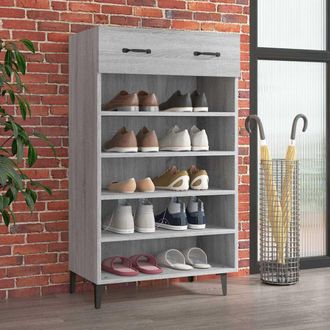 vidaXL Vidaxl - Mueble Zapatero Madera Contrachapada Gris Sonoma 60x35x105 Cm