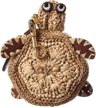 Anya Hindmarch Turtle Raffia & Leather Earphone Pouch