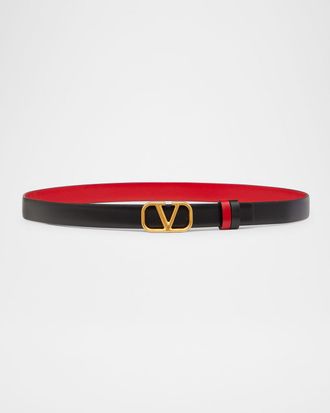 Valentino Garavani VLogo Signature Reversible Leather Belt, 20mm