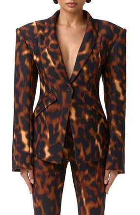 Naked Wardrobe Animal Print Ponte Blazer in Tortoise at Nordstrom, Size X-Large