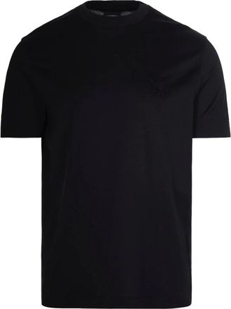Emporio Armani Tops, Heren, Zwart, M, Katoen, Zwarte T-shirts en Polos Lyocell Katoen