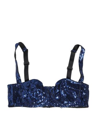Dolce & Gabbana Womens Blue Sequined Nyon Balconnet Bra Underwear Nylon Clothing