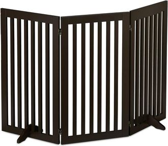 Relaxdays Relaxdays - Barrera Seguridad Perros, Valla Protectora Plegable, 92 X 154 Cm, Cerca Mascotas, Con Patas, Marr&oacute;n