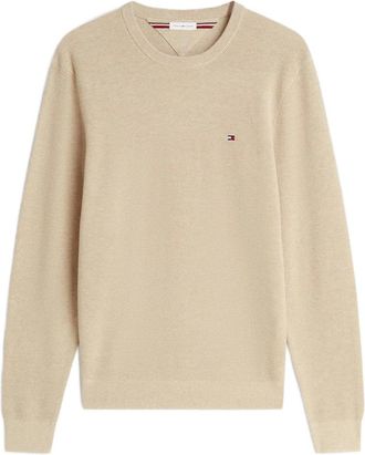 Tommy Hilfiger Hoodies & sweatvesten, Heren, Beige, S, Katoen, Essential Structure Crew Neck