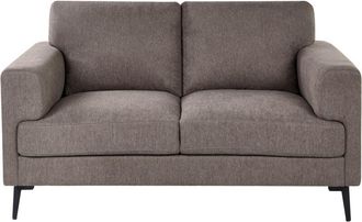 Beliani Sof&aacute; 2 Plazas Minimalista De Estilo Moderno De Mediados De Siglo De Tela Patas Met&aacute;licas Reposabrazos Rectos Marr&oacute;n Lousto