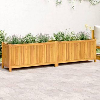 Berkfield Home Garden Planter with Liner 199x38.5x50 cm Solid Wood Acacia in Brown