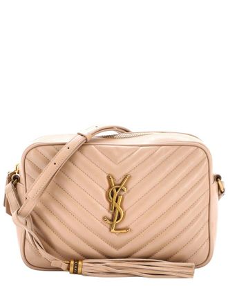 Saint Laurent Beige Matelasse Chevron Leather Lou Camera Bag Small (Authentic Pre-Loved)