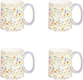 10 Strawberry Street Set of 4 Bella Wildflower Mugs