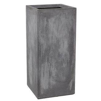 PRIMROSE 80cm Terracotta Fibre Cement Finish Tall Cube Planter in Grey