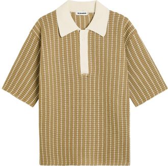 Jil Sander Striped Cotton-knit Polo Shirt - Dark Brown - 52 (IT52 / XL)