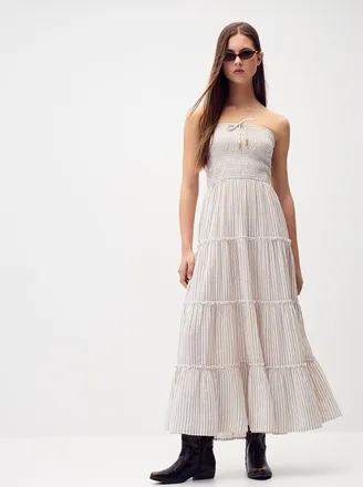 Twik Womens Organic cotton gauze tiered tube dress