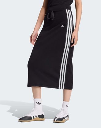 adidas Originals gonna in maglia nera/bianca-Nero