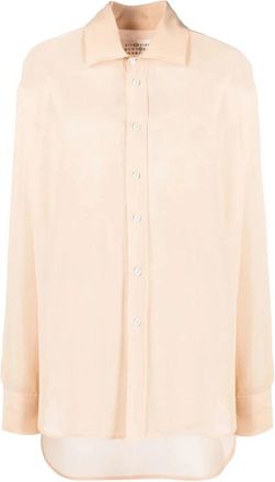 Maison Margiela Beige Zijden Lange Mouwen Shirt - Dames - Overhemden - Beige - M - Overhemden