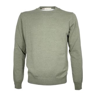Cashmere Company Round-neck Knitwear, male, Green, XL, Round-neck Merino Jumper