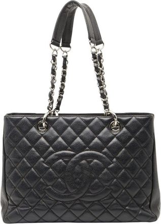 Chanel Black Grained Calfskin Shoulder Bag Tote Bag (Pre-Owned)