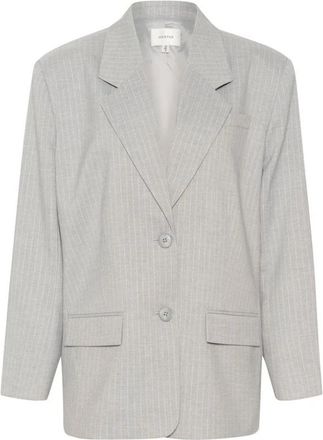 Gestuz Gestreepte Oversized Blazer - Dames - Blazers - Grijs - M/L - Polyester - Jassen