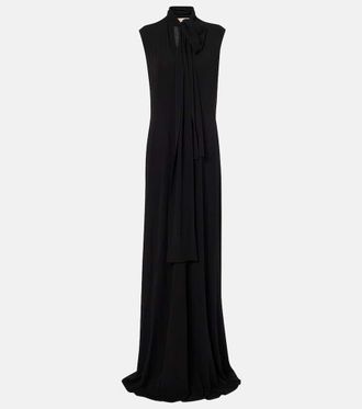 Plan C Scarf-detail jersey maxi dress