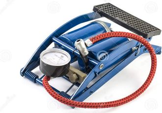 Trade Shop Trade Shop - Pompa Gonfiatore A Pedale Doppio Cilindro Per Pneumatici Professionale 2 Tubi