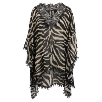 Ermanno Scervino Capes, female, Black, Size: S Zebra Lace Dress