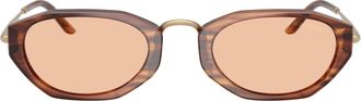Giorgio Armani 0ar8242 Angular Geometric Sunglasses with Translucent Brown Frame