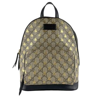 Gucci Black Brown Gold Gg Supreme Backpack (Pre-Owned)