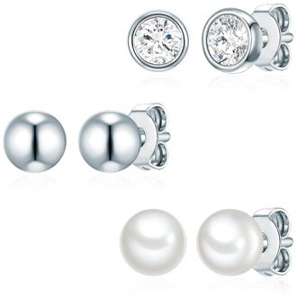 Rafaela Donata Womens Female Sterling Silver Set ( Earring 3 pairs) - One Size