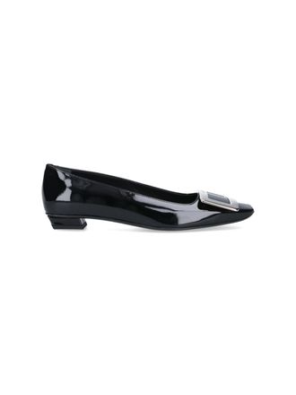 Roger Vivier Black Belle Vivier Patent Leather Flats