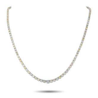 Luxury Bazaar 18K White Gold 11.0ct Fancy Color Diamond Tennis Necklace MF03-073026