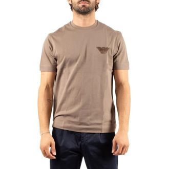 Emporio Armani T-shirt met ronde hals - Heren - T-shirts - Bruin - L - Katoen - Tops