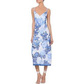 Alice & Olivia Kiro Strappy Midi Slipdress in Scroll Symphony at Nordstrom Rack, Size 12