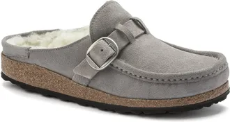 Birkenstock Womens Buckley Shearling Clogs In Stone Coin