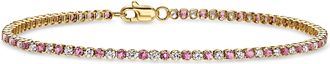 RS Pure by Ross-Simons Pink Tourmaline and Lab-Grown Diamond Tennis Bracelet in 14kt Yellow Gold