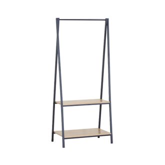 Mobili Rebecca Mobili Rebecca - Rebecca Mobili Perchero De Metal Soporte Para Abrigos Con 2 Estantes Negro Beige