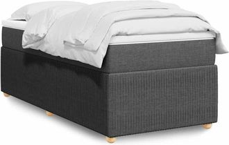 vidaXL Cama Box Spring Con Colch&oacute;n Tela Gris Oscuro 80x200 Cm Vidaxl