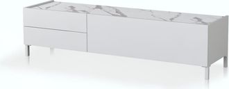 Oresteluchetta Mueble tv efecto madera blanco brillo cm. Al.42 x l.160 x p.40