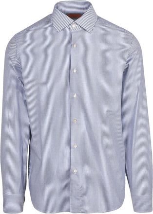 Grigio Blue/White Striped Stretch Cotton Shirt