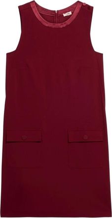 Oltre Soepel Etui Jurk met Zakken en Knopen - Dames - Korte kleedjes - Rood - 4XL - Polyester - Kleedjes