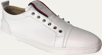 Christian Louboutin Mens F. A.V. Fique A Vontade Spiked Leather Slip-On Sneakers